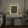 vidaXL Тоалетка с LED, бяла, 100x40x130 см, снимка 3