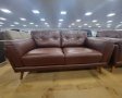 Комплект кафяви кожени дивани две двойки "Watson", снимка 6