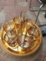 стар японски позлатен поднос с шест чаши , снимка 7