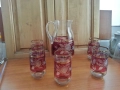 Ретро стъклена кана с чаши гравирани, снимка 6