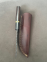 Ловен нож от Дамаска стомана с дръжка от палисандрово дърво и  кожена кания, снимка 2
