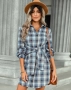 Едноредна модна дамска карирана рокля, 2цвята , снимка 11