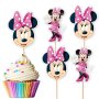 10 бр Мини Маус Minnie Mouse розови топери клечки за мъфини декорация и украса