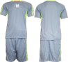 Екип за футбол/ волейбол/ хандбал фланелка с шорти сиво, ел. зелено и оранжево. , снимка 1 - Спортни дрехи, екипи - 37567860