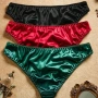 L Сатенени бикини в черно/ червено и маслено зелено , снимка 13