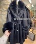 Дамско луксозно палто кашмир вълна и лисица код 135