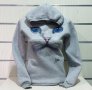 Нов дамски суичър с 3D принт сива Котка със сини очи