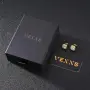Обеци на винт VEXXS от сребро 925 с 5A цирконии и златно покритие, снимка 7