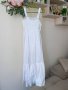 Нова дълга елегантна бяла рокля one size размер волани ластична горна част 100% памук памучна рокля 