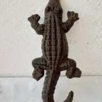 желязо, Крокодил алигатор 26 см -   фигура метал антика, снимка 7 - Декорация за дома - 37415061