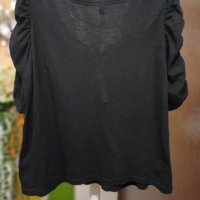 Черна блузка трико с буфан ръкав и голямо деколте. Размер ХL. , снимка 3 - Ризи - 40521632