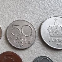 Норвегия . 5 ,10, 25 ,50 оре . 1  крона  1978 - 1980 година. Стара емисия., снимка 2 - Нумизматика и бонистика - 42310065