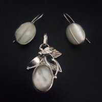 Винтидж масивен авторски сребърен  лот с естествени камъни , снимка 3 - Бижутерийни комплекти - 33914794