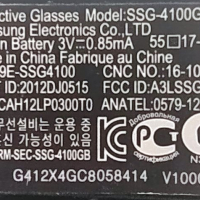 Самсунг 3D Очила Samsung 3D Active Glasses Модел SSG-4100GB, снимка 2 - Части и Платки - 44819886