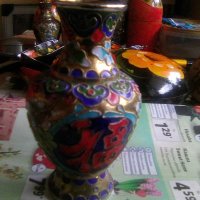 Месингова нарисувана вазичка от Китай, снимка 1 - Антикварни и старинни предмети - 31800476