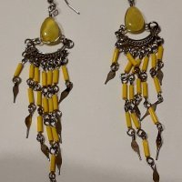 Ефектни,висящи обеци с камъче,за ориенталско или индийско облекло, снимка 2 - Обеци - 39753361