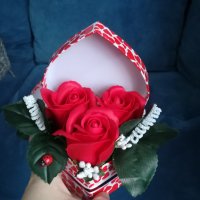 Сърца с ароматни съпунени рози , снимка 6 - Изкуствени цветя - 35643517