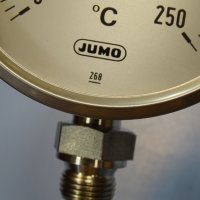 биметален термометър JUMO thermometer ф100mm, 0/+250°C, L-185mm, снимка 3 - Резервни части за машини - 35180777