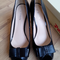 Дамски черни официални обувки на висок ток , снимка 1 - Дамски обувки на ток - 44756417
