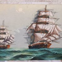 Картина "Кораби" - маслени бои на платно - 70/50см, снимка 1 - Антикварни и старинни предмети - 39423372