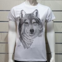 Страхотна нова мъжка тениска с дигитален печат Бял Вълк, Серия Вълци, снимка 7 - Тениски - 29104349