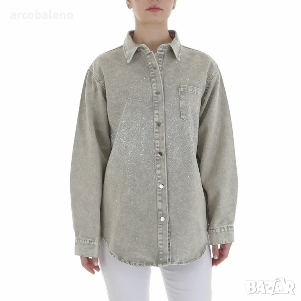 Дамска дънкова риза-яке, снимка 1