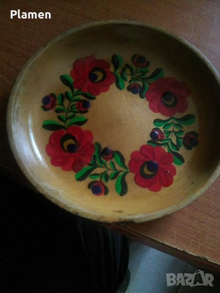 Дървена чинийка за стена, снимка 1