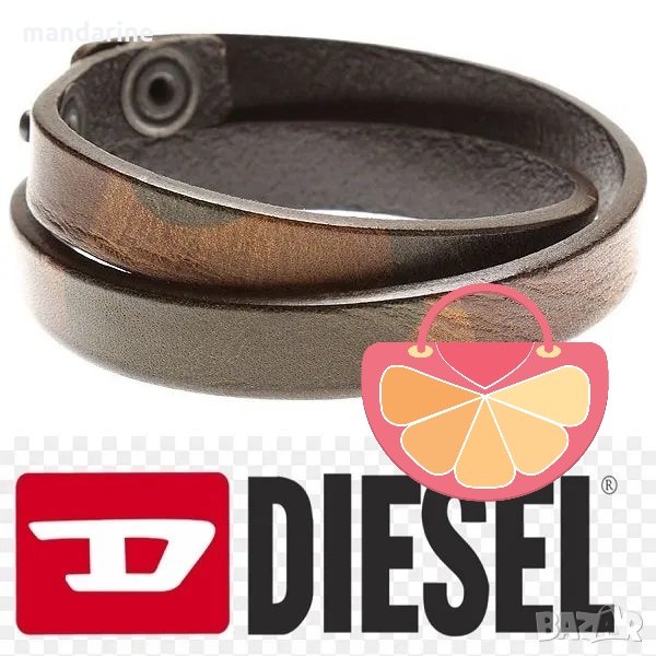 ПРОМО 🍊 DIESEL 🍊 Унисекс кожена гривна в тъмно кафяво нова с етикети и сертификат, снимка 1