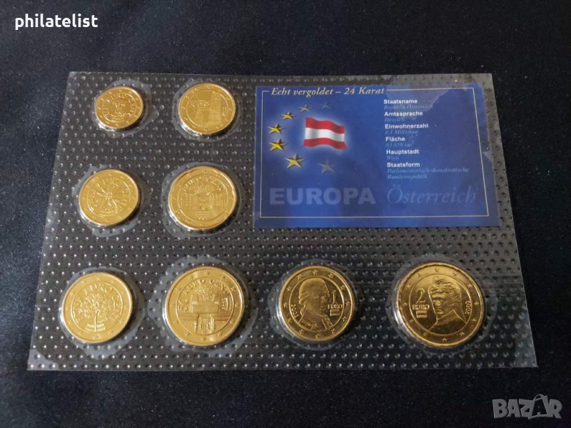 Австрия 2002 - позлатен Евро Сет, снимка 1