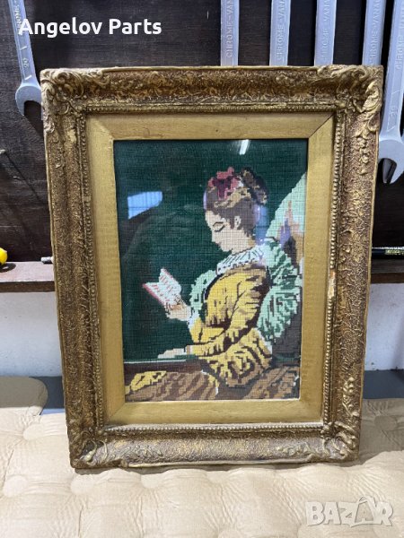 Гоблен Момичето с книгата (старо производство), снимка 1