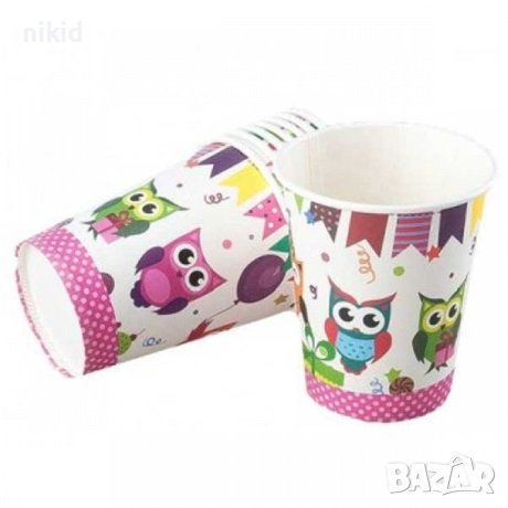 Бухал Бухали Бухалчета 8 бр картонени чаши чашки парти рожден ден, снимка 1