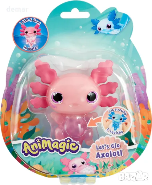 Интерактивен електронен домашен любимец Animagic: Lets Glo Axolotl - Pink, 4+ години, снимка 1