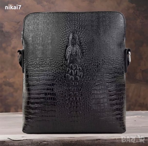 мъжка чанта бизнес от естествена кожа + заден джоб с цип 26/24/5, снимка 1