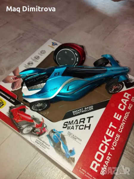 Кола детска с часовник R/C и гласови команди ROCKET E CAR Синя, снимка 1