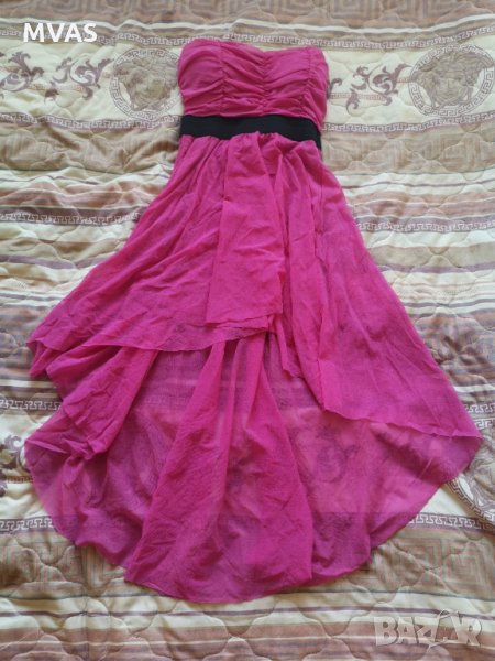 Тъмно розова воалена рокля XS-S, снимка 1
