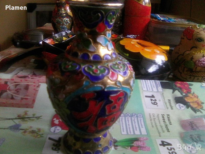 Месингова нарисувана вазичка от Китай, снимка 1