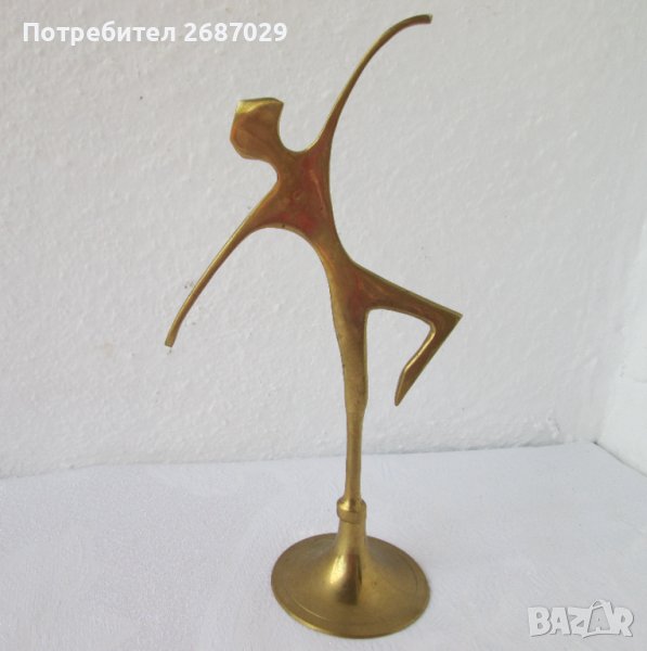 Балерина, гимнастичка - метал месинг метал  бронз фигура статуетка, пластика, снимка 1