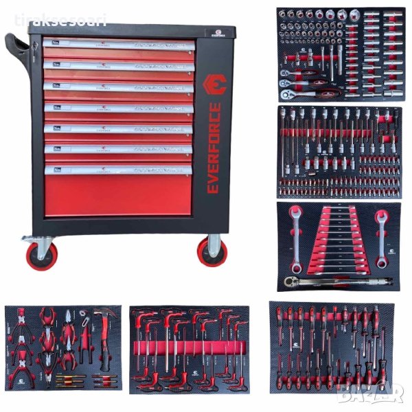 Немски Професионален шкаф количка с инструменти EVERFORCE 251 части, снимка 1