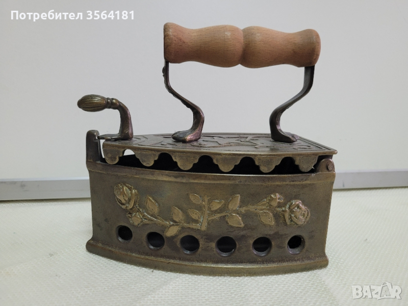 бронзова битова ютия на жар, снимка 1