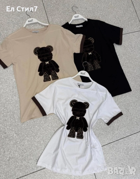 💙#Дамска #тениска с #мече Черно-С,М бял-М,Л 23лв/11.76€, снимка 1