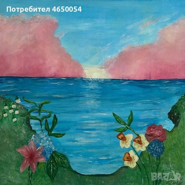 Картина размер 50/50, темперни бои, лакирана, снимка 1