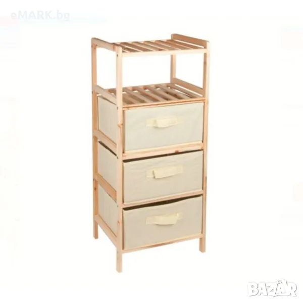 Дървена поставка от 2 рафта и 3 чекмеджета за плат, снимка 1