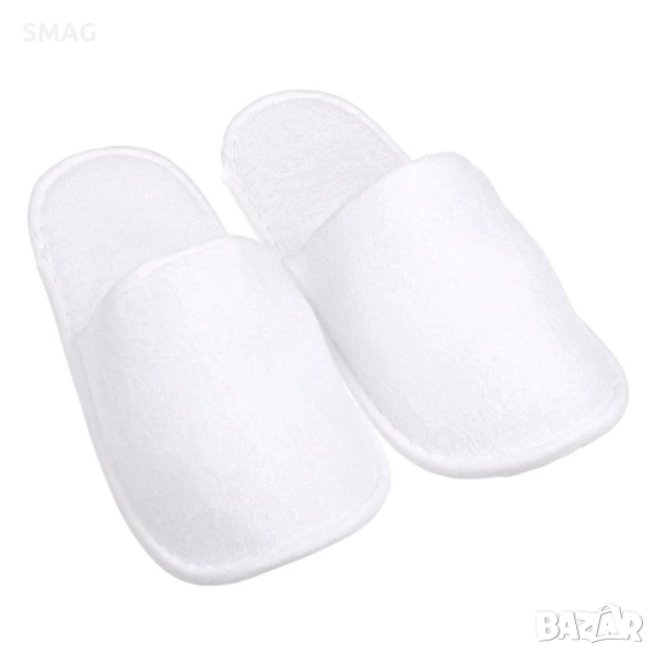 Мъжки еднократни бели пантофи от хавлиена материя_1183615, снимка 1