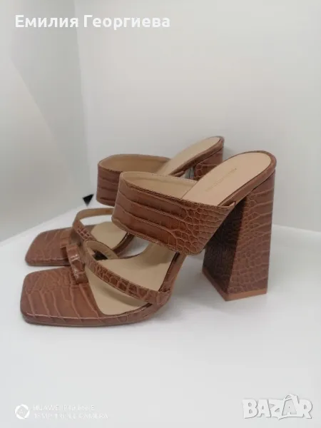 Дамски чехли с дебел ток - номер 39/40, снимка 1