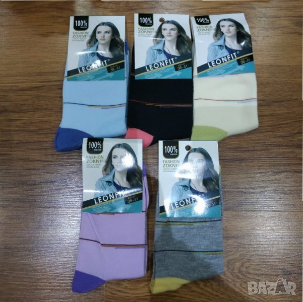 Комплект от 5 броя дамски памучни чорапи 1 лв./бр., снимка 1