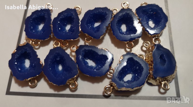 Лот 10 броя ахат в обков с финна позлата, снимка 1