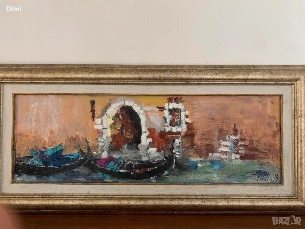 ЖАНА ПОПОВА масло пейзаж Венеция, снимка 1