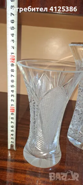 Кристална ваза богата гравюра оловен кристал , снимка 1
