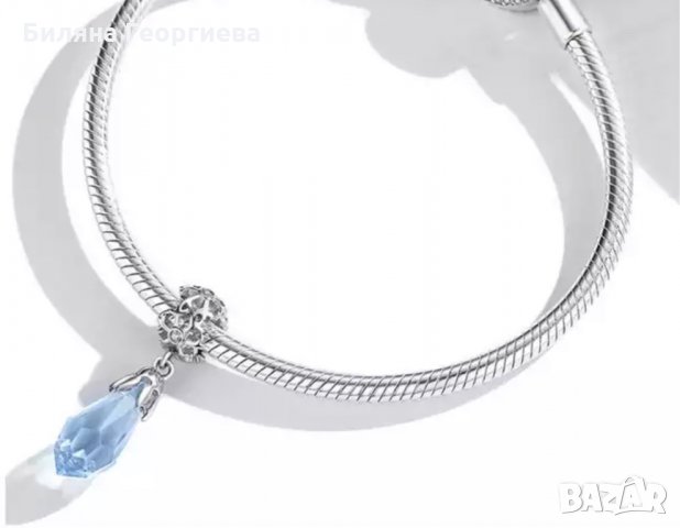 Талисман за гривна Пандора сребро зимна ледена висулка 925 Ice Crystal модел 002, снимка 5 - Гривни - 34478849