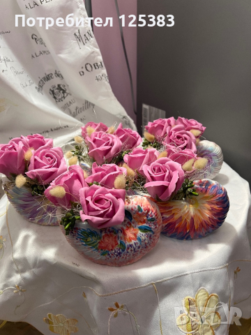 Кашпи със сапунени ароматни рози, снимка 1 - Подаръци за жени - 44308109